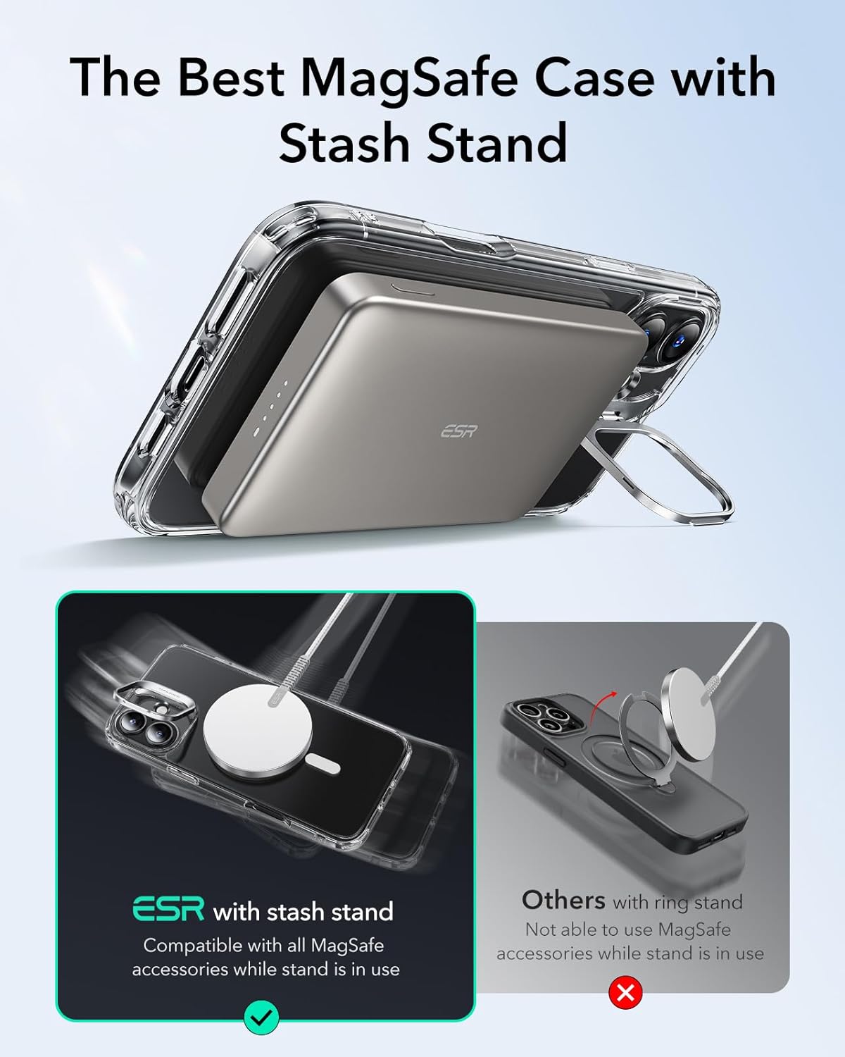 Θήκη ESR Classic Hybrid with Stash Stand HaloLock MagSafe Clear iPhone 16 ΘΗΚΕΣ ESR Θήκη ESR Classic Hybrid with Stash Stand HaloLock MagSafe Clear iPhone 16 - Image 3