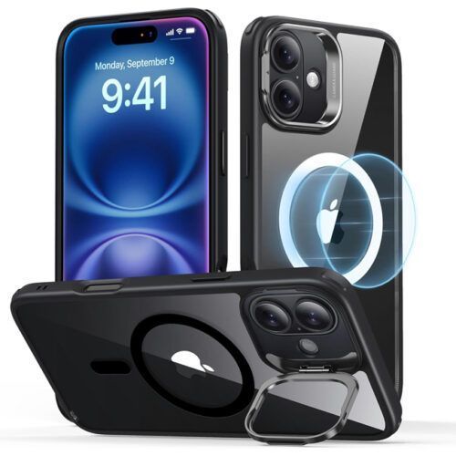Θήκη ESR Classic Hybrid with Stash Stand HaloLock MagSafe Clear Black iPhone 16 Plus ΘΗΚΕΣ ESR Θήκη ESR Classic Hybrid with Stash Stand HaloLock MagSafe Clear Black iPhone 16 Plus