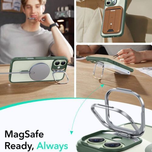Alternative view of Θήκη ESR Classic Hybrid with Stash Stand HaloLock MagSafe Clear Green iPhone 16