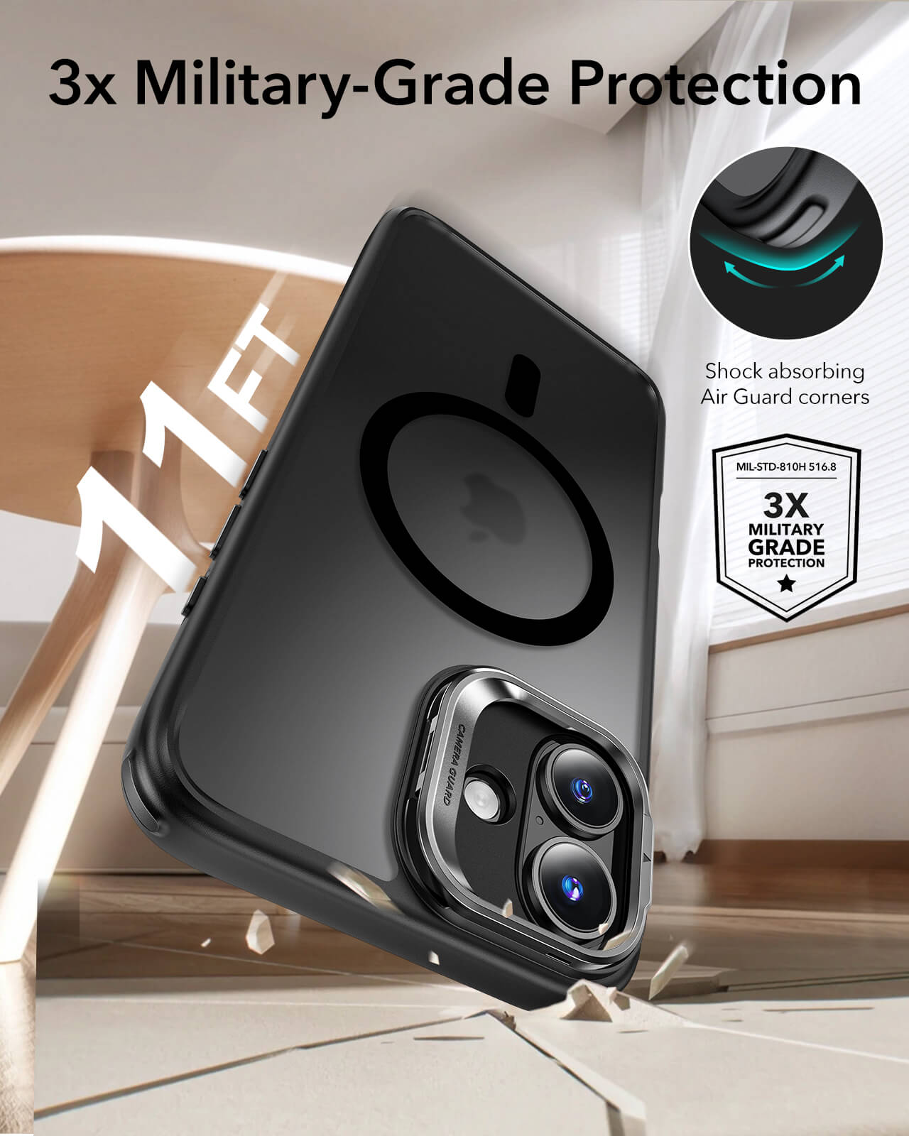 Θήκη ESR Classic Hybrid with Stash Stand HaloLock MagSafe Frosted Black iPhone 16 ΘΗΚΕΣ ESR Θήκη ESR Classic Hybrid with Stash Stand HaloLock MagSafe Frosted Black iPhone 16 - Image 3