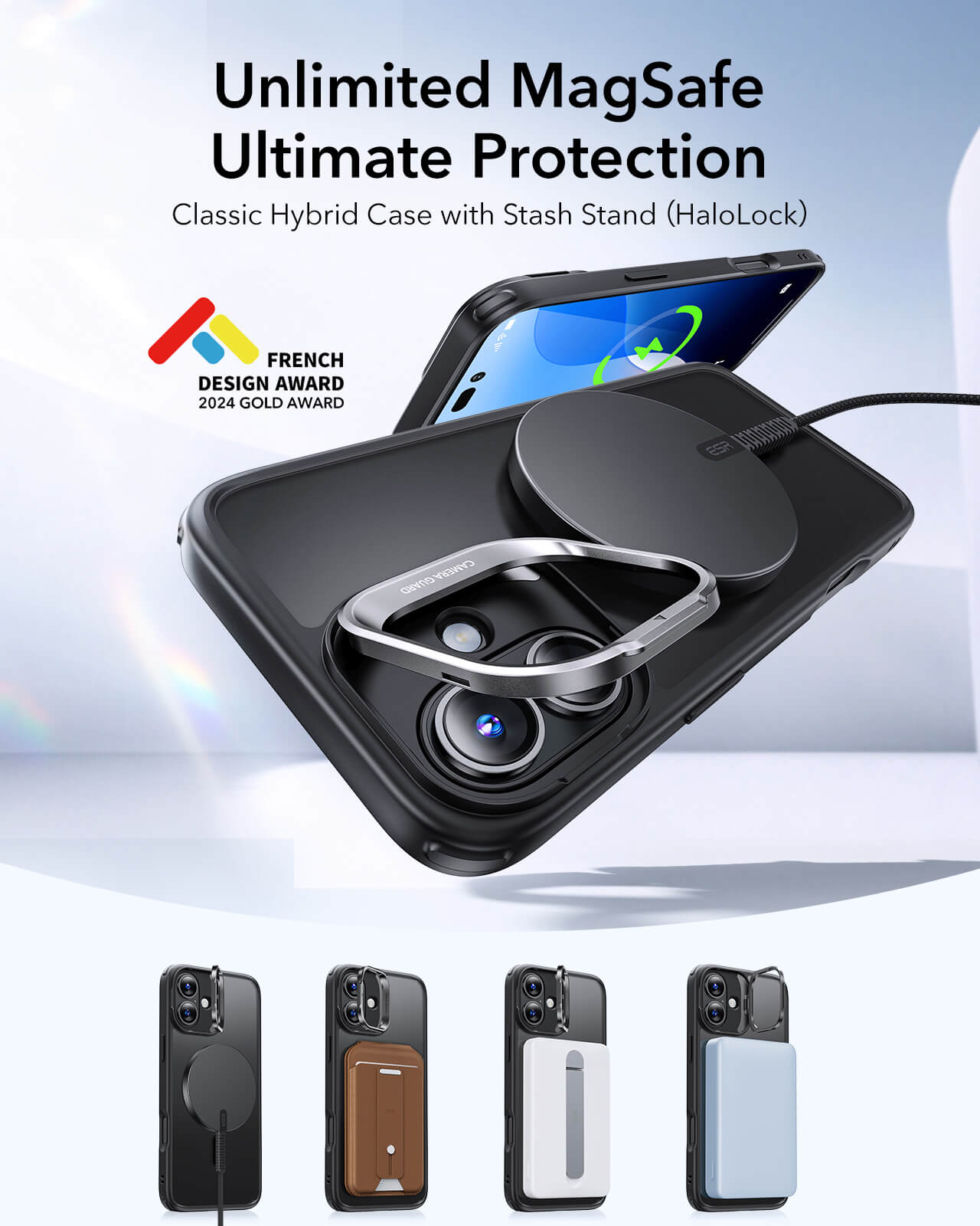 Θήκη ESR Classic Hybrid with Stash Stand HaloLock MagSafe Frosted Black iPhone 16 ΘΗΚΕΣ ESR Θήκη ESR Classic Hybrid with Stash Stand HaloLock MagSafe Frosted Black iPhone 16 - Image 6