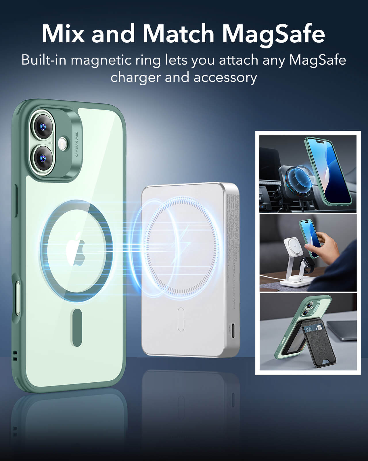 Θήκη ESR Classic Hybrid HaloLock MagSafe Clear Green iPhone 16 ΘΗΚΕΣ ESR Θήκη ESR Classic Hybrid HaloLock MagSafe Clear Green iPhone 16 - Image 5