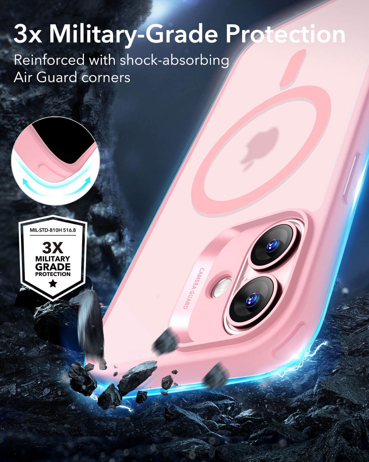 Θήκη ESR Classic Hybrid HaloLock MagSafe Frosted Pink iPhone 16 ΘΗΚΕΣ ESR Θήκη ESR Classic Hybrid HaloLock MagSafe Frosted Pink iPhone 16 - Image 4