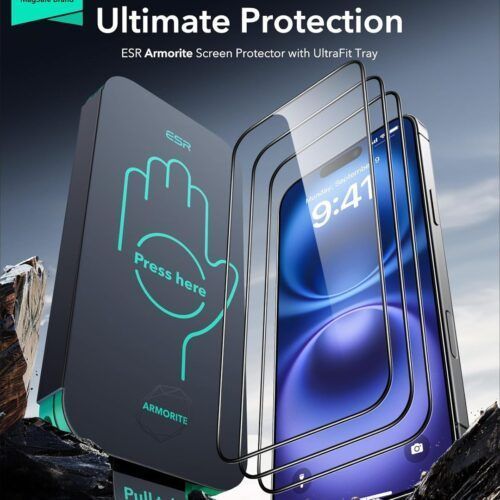 Alternative view of ESR Armorite Ultra-Tough Tempered Glass iPhone 16 (3-Pack With Easy Installation Tray)