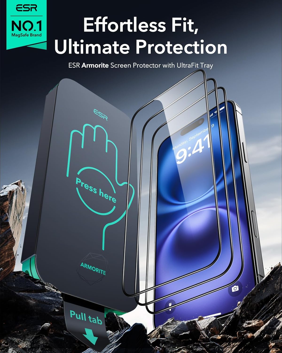 ESR Armorite Ultra-Tough Tempered Glass iPhone 16 (3-Pack With Easy Installation Tray) ΠΡΟΣΤΑΣΙΑ ΟΘΟΝΗΣ ESR ESR Armorite Ultra-Tough Tempered Glass iPhone 16 (3-Pack With Easy Installation Tray) - Image 2