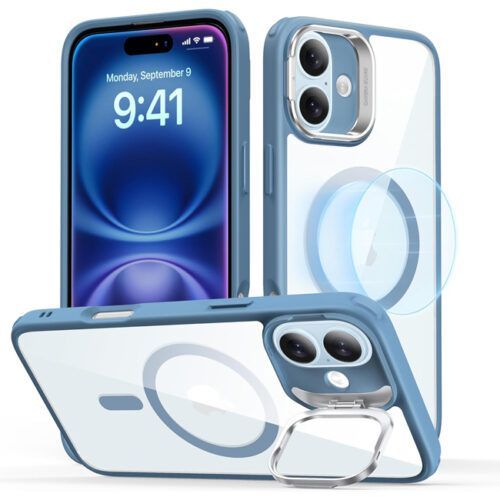 Θήκη ESR Classic Hybrid with Stash Stand HaloLock MagSafe Clear Blue iPhone 16 ΘΗΚΕΣ ESR Θήκη ESR Classic Hybrid with Stash Stand HaloLock MagSafe Clear Blue iPhone 16