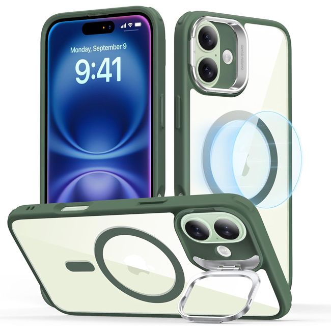 Θήκη ESR Classic Hybrid with Stash Stand HaloLock MagSafe Clear Green iPhone 16 ΘΗΚΕΣ ESR Θήκη ESR Classic Hybrid with Stash Stand HaloLock MagSafe Clear Green iPhone 16