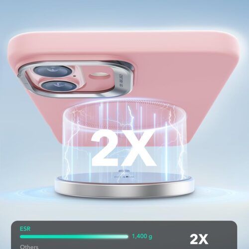 Alternative view of Θήκη ESR Cloud with Stash Stand HaloLock Magsafe Pink iPhone 16