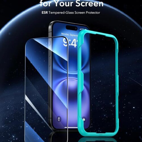 Alternative view of ESR Premium Quality Full Cover Tempered Glass iPhone 16 (2-Pack With Easy Installation Frame)