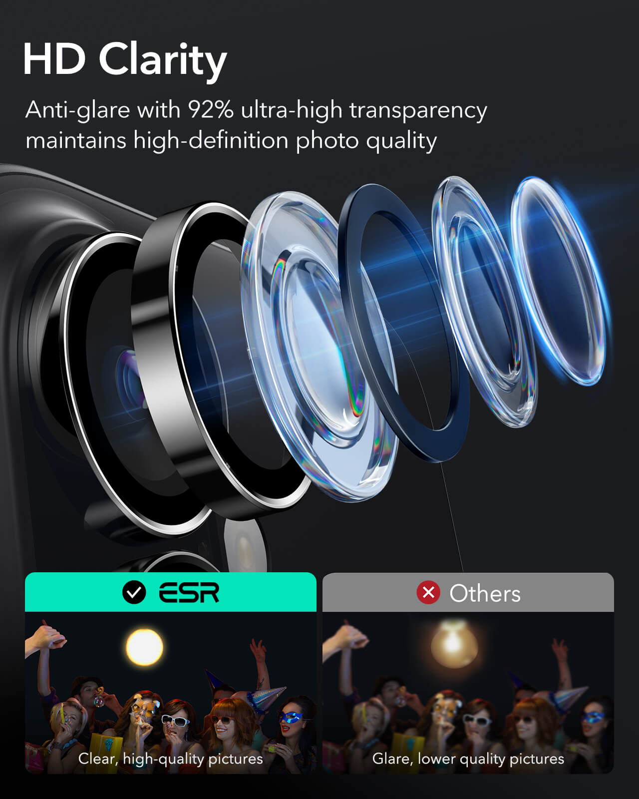 (2-Pack) ESR Armorite Tempered Glass Camera Lens Black iPhone 16 /16 Plus ΠΡΟΣΤΑΣΙΑ ΟΘΟΝΗΣ ESR (2-Pack) ESR Armorite Tempered Glass Camera Lens Black iPhone 16 /16 Plus - Image 5