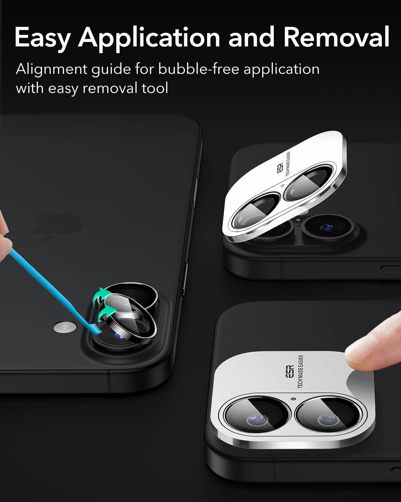 (2-Pack) ESR Armorite Tempered Glass Camera Lens Black iPhone 16 /16 Plus ΠΡΟΣΤΑΣΙΑ ΟΘΟΝΗΣ ESR (2-Pack) ESR Armorite Tempered Glass Camera Lens Black iPhone 16 /16 Plus - Image 4