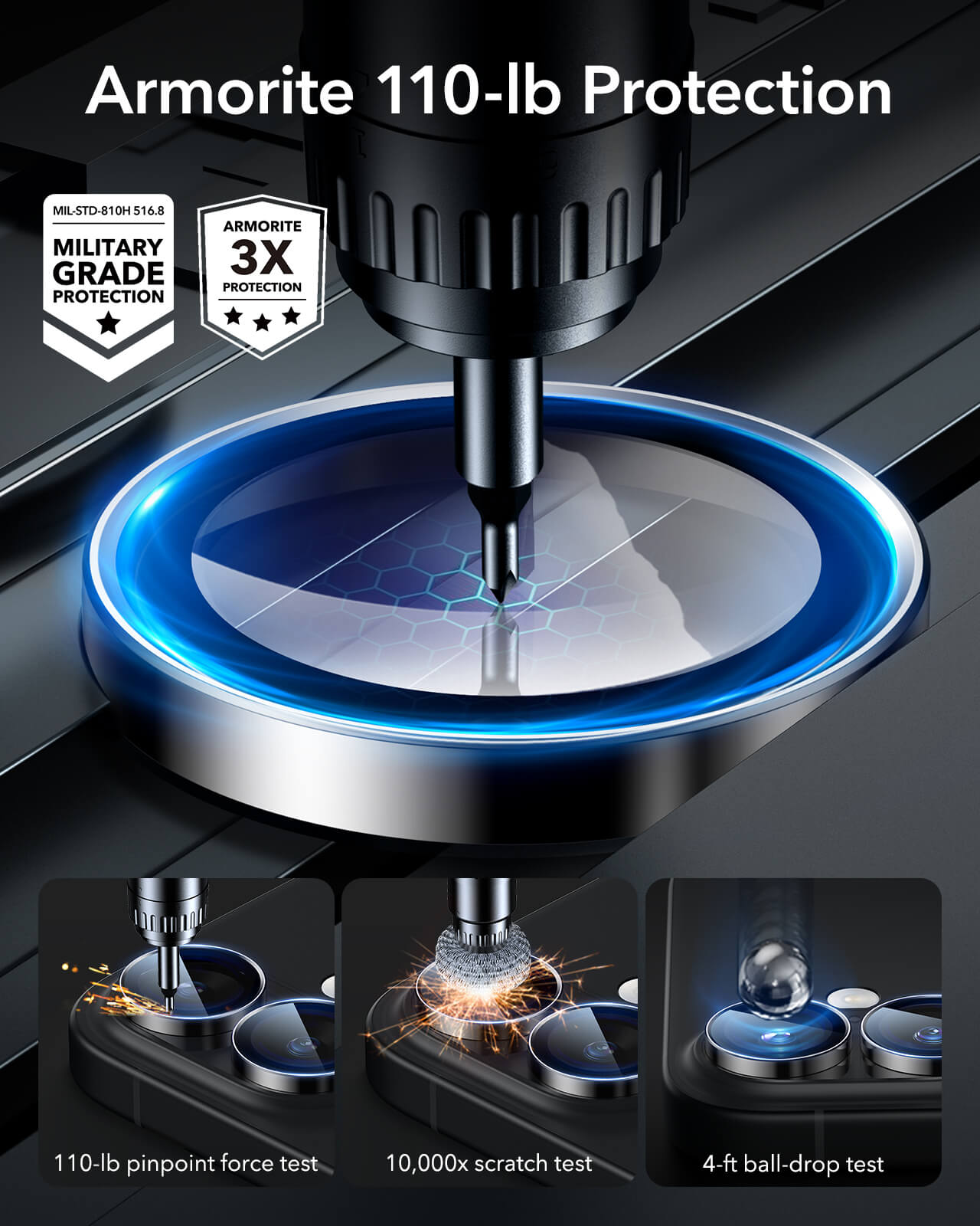 (2-Pack) ESR Armorite Tempered Glass Camera Lens Black iPhone 16 /16 Plus ΠΡΟΣΤΑΣΙΑ ΟΘΟΝΗΣ ESR (2-Pack) ESR Armorite Tempered Glass Camera Lens Black iPhone 16 /16 Plus - Image 3