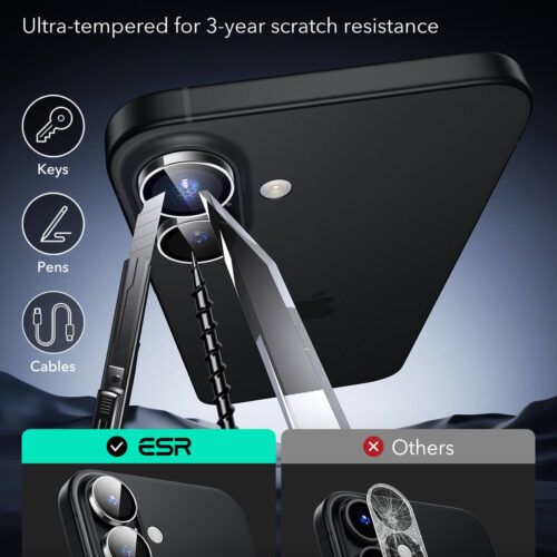 Alternative view of (2-Pack) ESR Armorite Tempered Glass Camera Lens Black iPhone 16 Pro/16 Pro Max