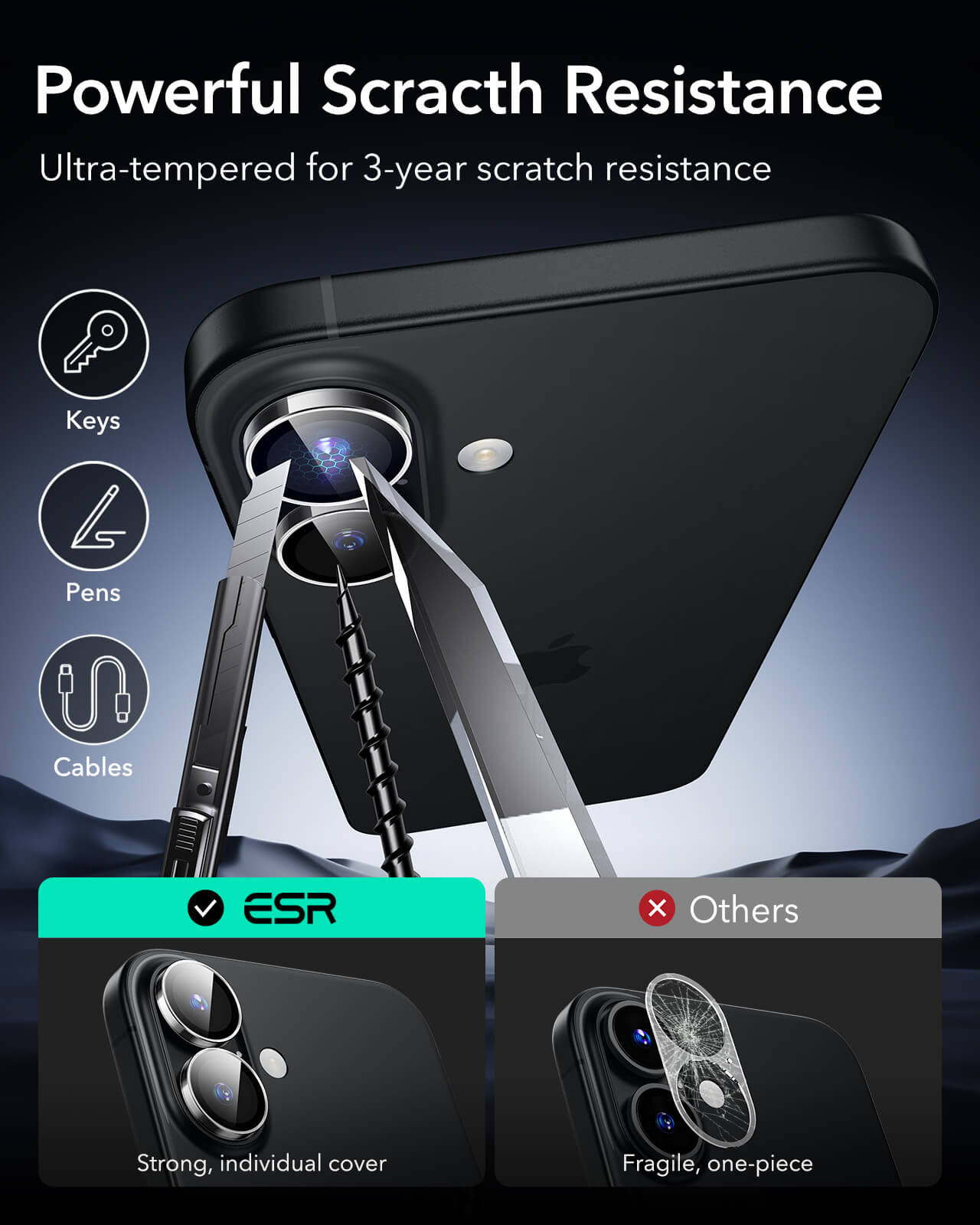 ESR Armorite Tempered Glass Camera Lens Clear iPhone 16 /16 Plus ΠΡΟΣΤΑΣΙΑ ΟΘΟΝΗΣ ESR ESR Armorite Tempered Glass Camera Lens Clear iPhone 16 /16 Plus - Image 6