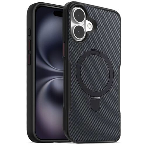 Θήκη Orso Ostand Hybrid Carbon MagSafe Black iPhone 16