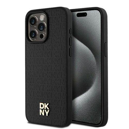 Θήκη DKNY Leather Monogram Metal Logo MagSafe Black iPhone 15 Pro Max