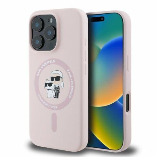 Θήκη Karl Lagerfeld Heads Ring Silicone MagSafe Pink iPhone 16 Pro Max ΘΗΚΕΣ KARL LAGERFELD Θήκη Karl Lagerfeld Heads Ring Silicone MagSafe Pink iPhone 16 Pro Max