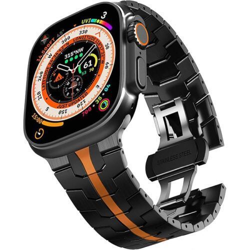 OrsoBand Metal TitanForce Bracelet Black/Orange Apple Watch 38/40/41/42mm Series 10/11 APPLE WATCH Orso OrsoBand Metal TitanForce Bracelet Black/Orange Apple Watch 38/40/41/42mm Series 10/11