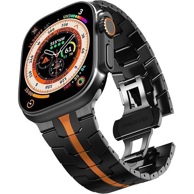 OrsoBand Metal TitanForce Bracelet Black/Orange Apple Watch 44/45/46/49mm APPLE WATCH Orso OrsoBand Metal TitanForce Bracelet Black/Orange Apple Watch 44/45/46/49mm