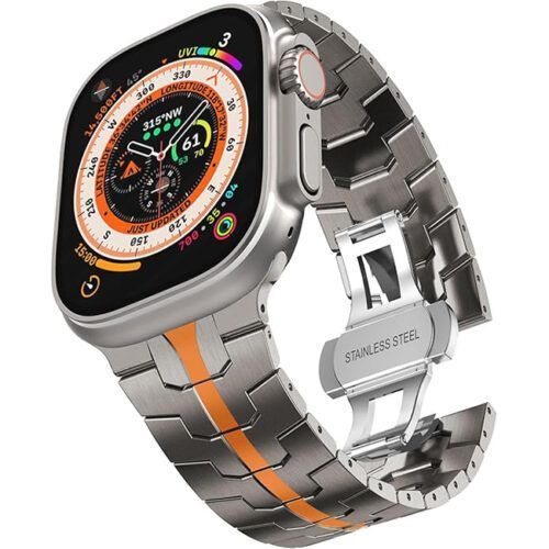 OrsoBand Metal TitanForce Bracelet Titanium Grey/Orange Watch 38/40/41/42mm Series 10 2024 APPLE WATCH Orso OrsoBand Metal TitanForce Bracelet Titanium Grey/Orange Watch 38/40/41/42mm Series 10 2024