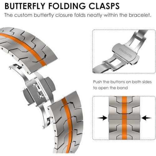 Alternative view of OrsoBand Metal TitanForce Bracelet Titanium Grey/Orange Watch 38/40/41/42mm Series 10 2024