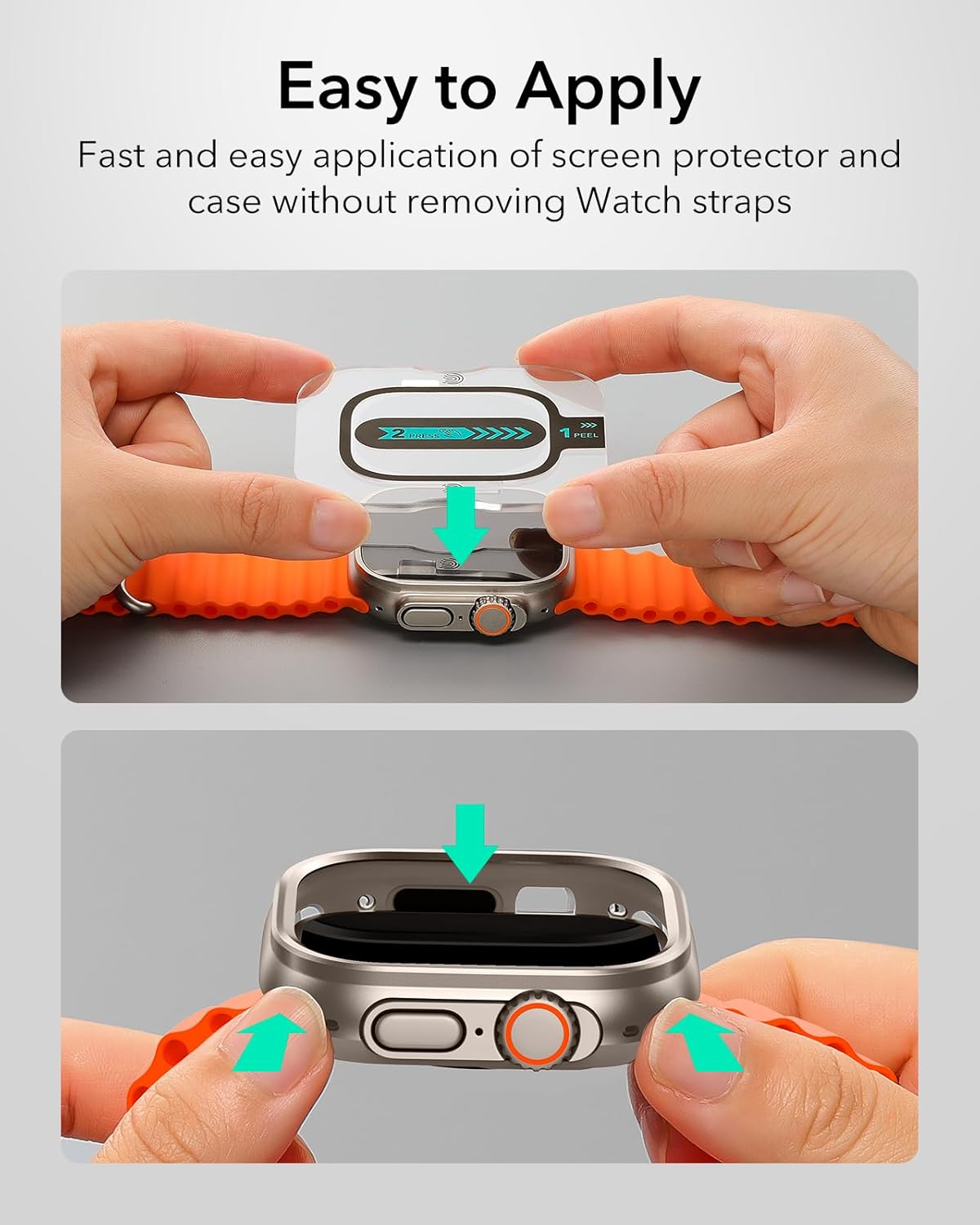ESR Protection Set 2in1 Armorite Ultra-Tough Tempered Glass and Case Natural Titanium Apple Watch Ultra 49mm APPLE WATCH ESR ESR Protection Set 2in1 Armorite Ultra-Tough Tempered Glass and Case Natural Titanium Apple Watch Ultra 49mm - Image 4