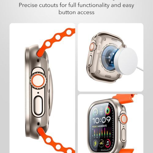 Alternative view of ESR Protection Set 2in1 Armorite Ultra-Tough Tempered Glass and Case Natural Titanium Apple Watch Ultra 49mm