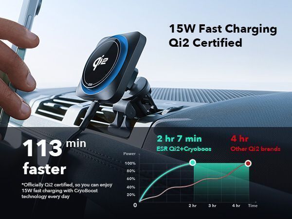 ESR MagSafe Qi2 Cryoboost Car Charger 15W Black (2B5180161) ΑΞΕΣΟΥΑΡ MAGSAFE ESR ESR MagSafe Qi2 Cryoboost Car Charger 15W Black (2B5180161) - Image 8