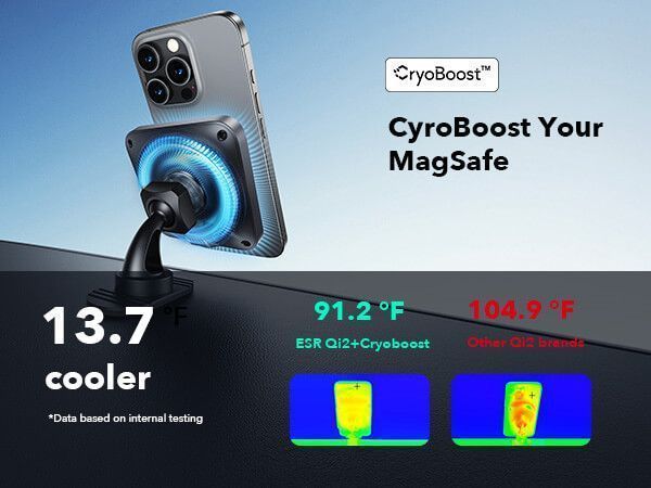 ESR MagSafe Qi2 Cryoboost Car Charger 15W Black (2B5180161) ΑΞΕΣΟΥΑΡ MAGSAFE ESR ESR MagSafe Qi2 Cryoboost Car Charger 15W Black (2B5180161) - Image 9