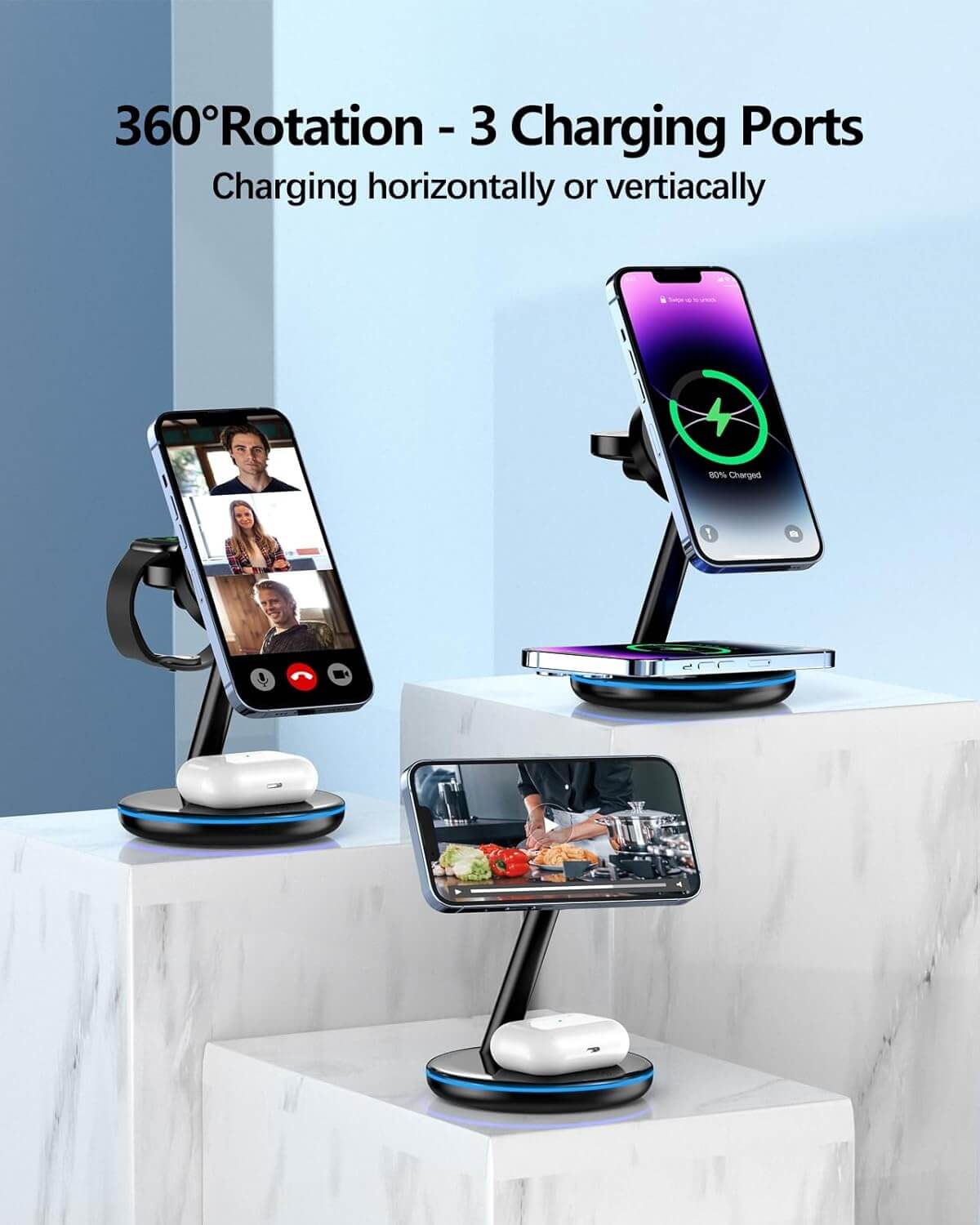 Siipro MagSafe Wireless Charging Dock 3in1 Black (SW-41B) APPLE WATCH SIIPRO Siipro MagSafe Wireless Charging Dock 3in1 Black (SW-41B) - Image 3