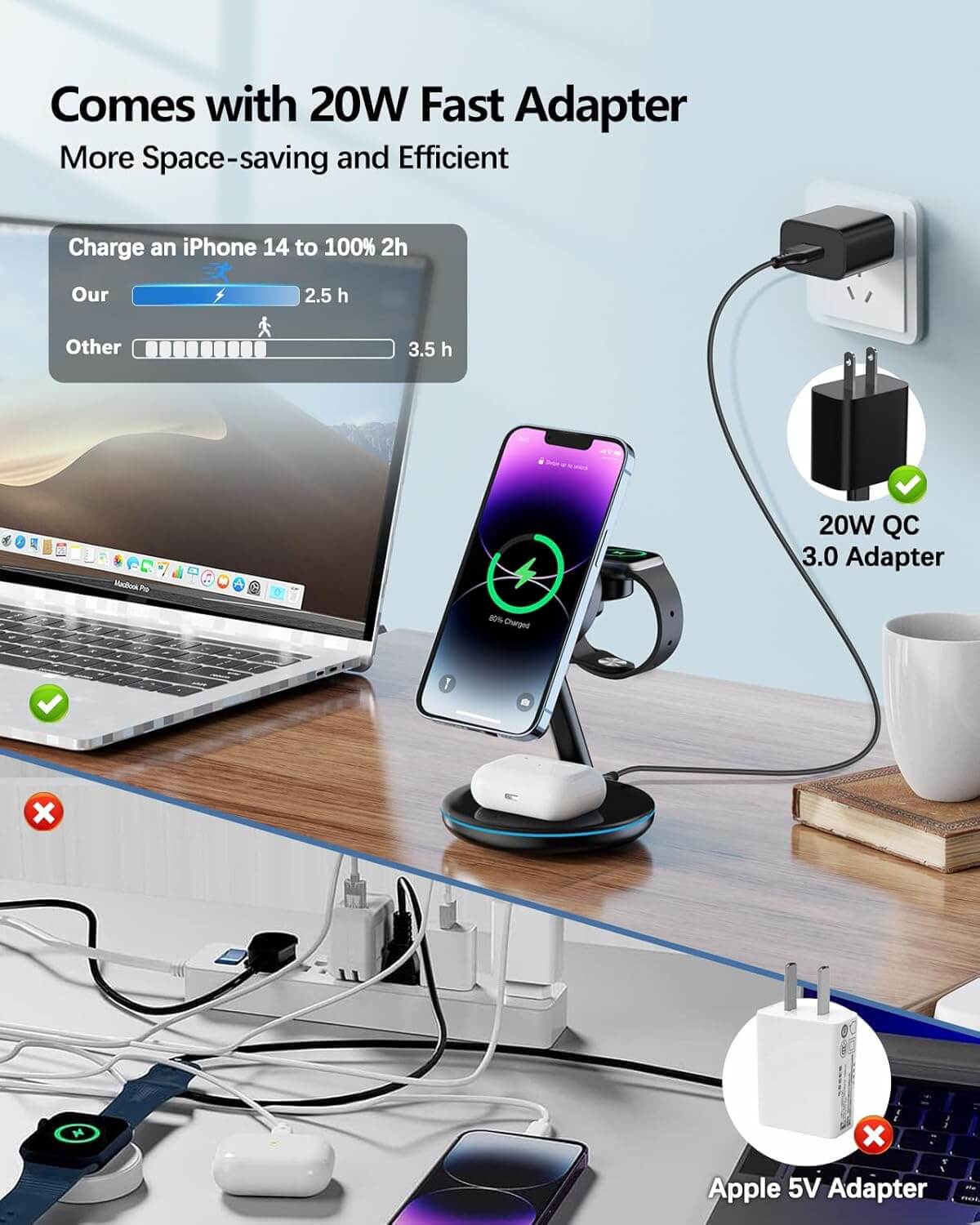 Siipro MagSafe Wireless Charging Dock 3in1 Black (SW-41B) APPLE WATCH SIIPRO Siipro MagSafe Wireless Charging Dock 3in1 Black (SW-41B) - Image 4