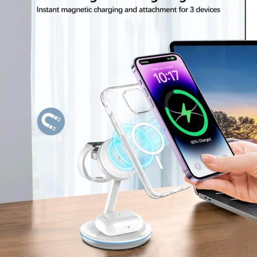 Alternative view of Siipro MagSafe Wireless Charging Dock 3in1 White (SW-41W)