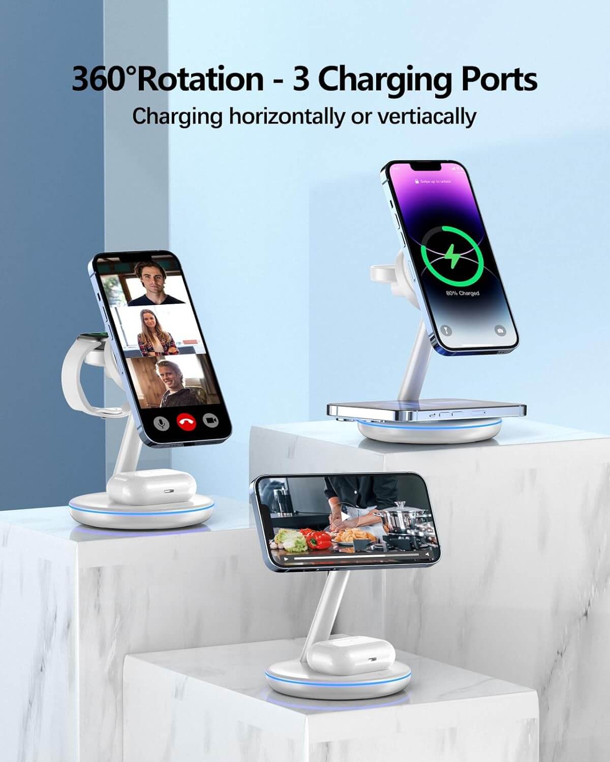 Siipro MagSafe Wireless Charging Dock 3in1 White (SW-41W) APPLE WATCH SIIPRO Siipro MagSafe Wireless Charging Dock 3in1 White (SW-41W) - Image 4