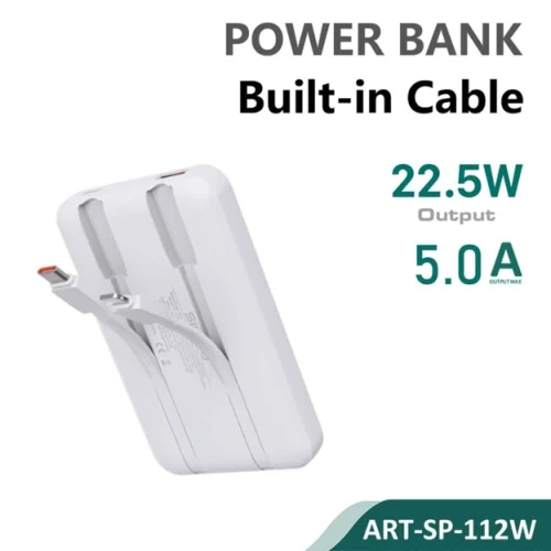 Siipro PowerBank Built-in Cable USB-C + Lightning 10000mAh White (SP-112W)