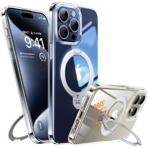 Θήκη Torras Ostand Spin MagSafe Kickstand Clear iPhone 15 Pro Max