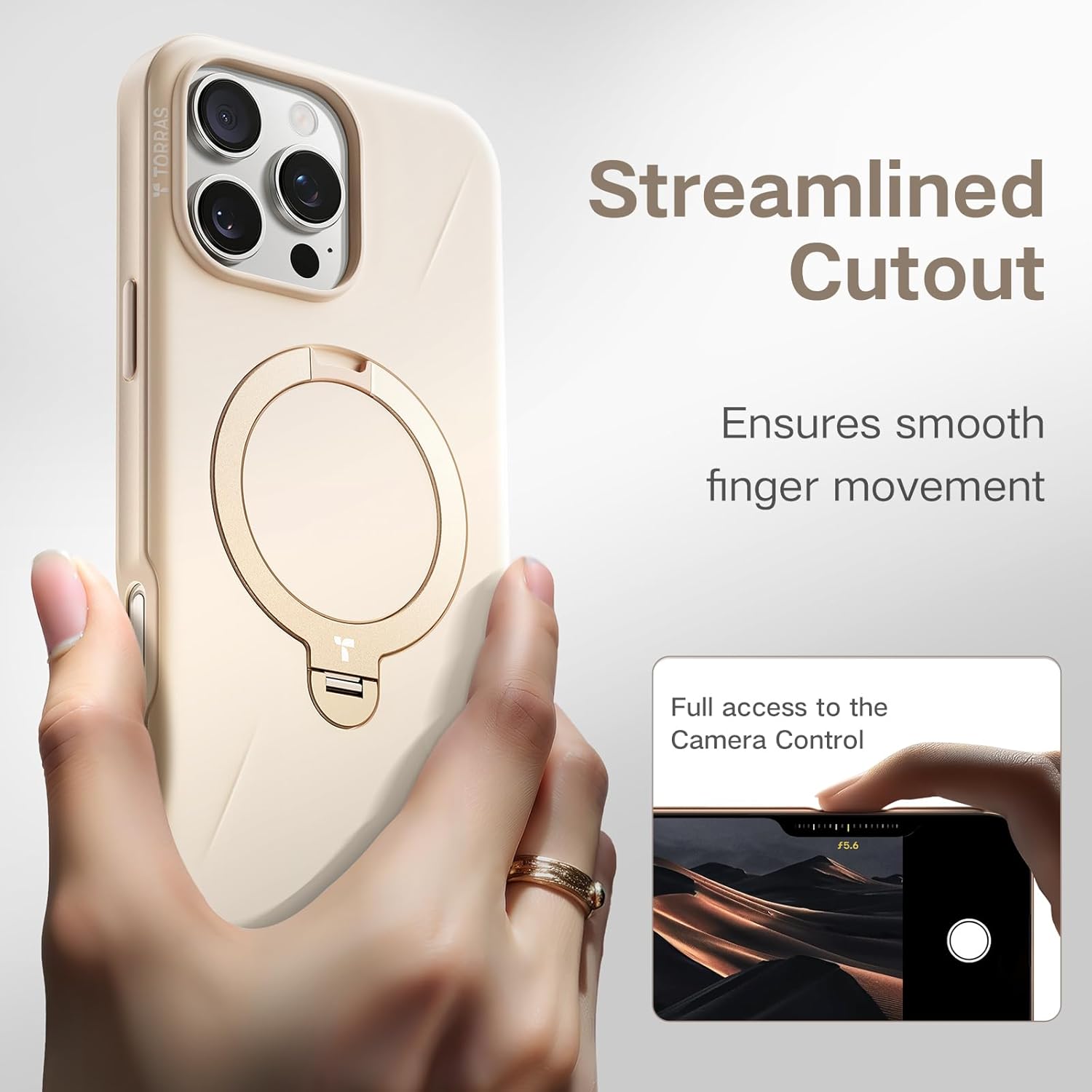 Θήκη Torras Ostand Spin Fusion MagSafe Kickstand Desert Gold iPhone 16 Pro ΘΗΚΕΣ TORRAS Θήκη Torras Ostand Spin Fusion MagSafe Kickstand Desert Gold iPhone 16 Pro - Image 2