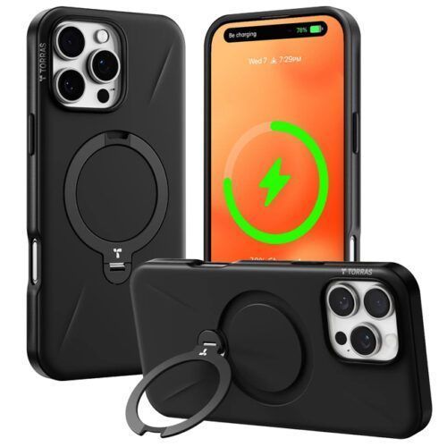 Θήκη Torras Ostand Spin Fusion MagSafe Kickstand Onyx iPhone 16 Pro Max ΘΗΚΕΣ TORRAS Θήκη Torras Ostand Spin Fusion MagSafe Kickstand Onyx iPhone 16 Pro Max
