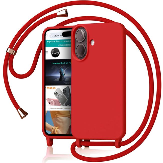 Θήκη Orso Cloud Κορδόνι Red iPhone 16 Plus ΘΗΚΕΣ Orso Θήκη Orso Cloud Κορδόνι Red iPhone 16 Plus