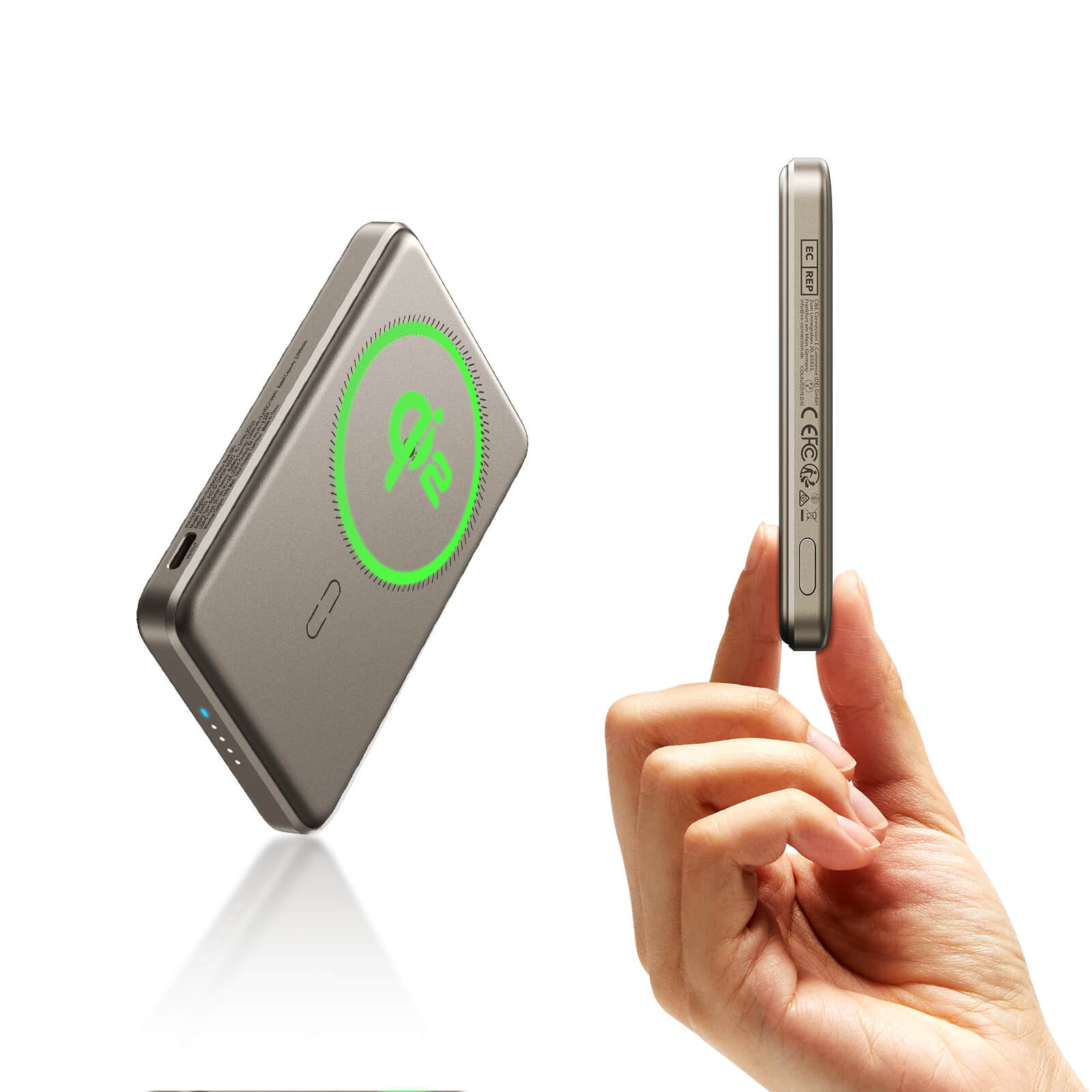 ESR Qi2 MagSlim MagSafe PowerBank 10000mAh Titanium POWERBANK MAGSAFE ESR ESR Qi2 MagSlim MagSafe PowerBank 10000mAh Titanium - Image 2