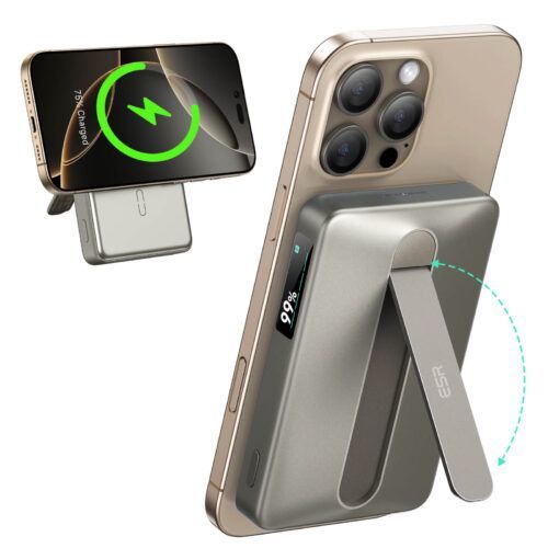 ESR Qi2 MagSlim MagSafe Kickstand PowerBank 10000mAh Titanium