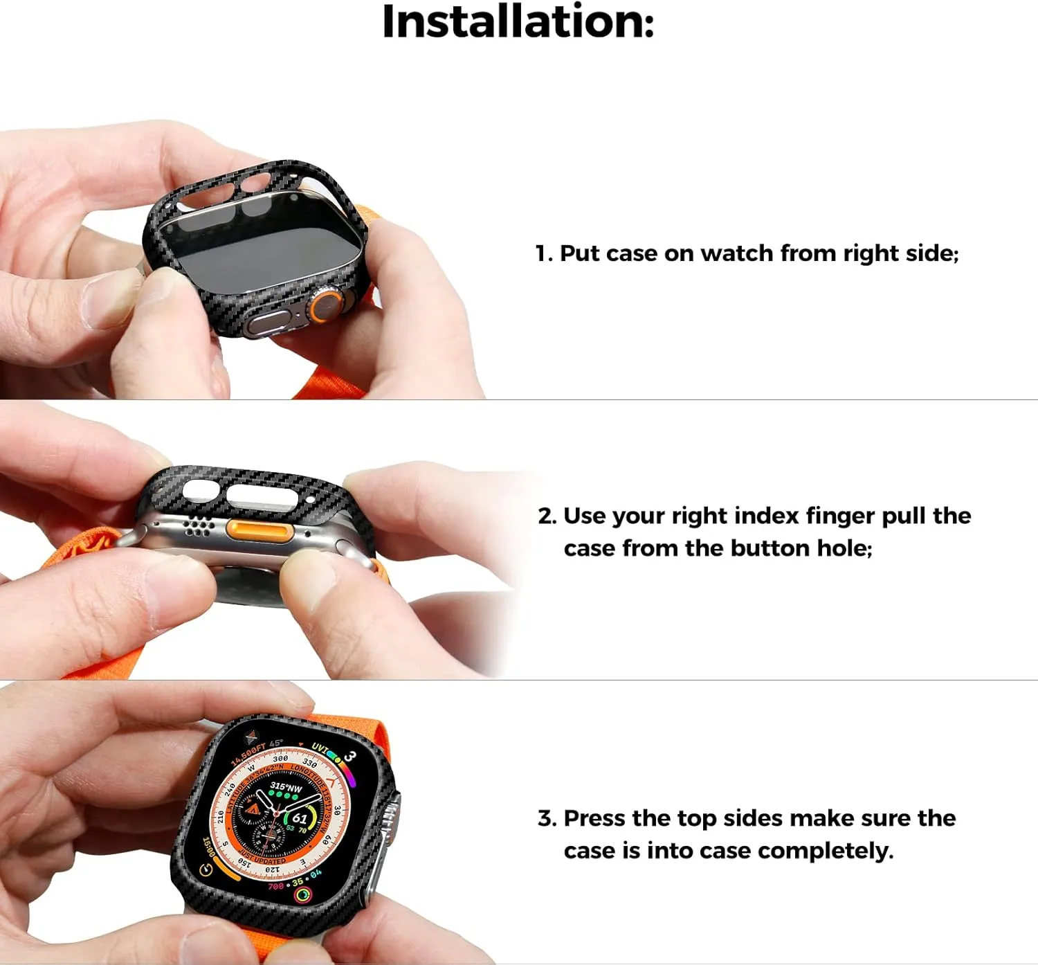 Θήκη 2-in-1 Hard Frame Carbon + Tempered Glass Apple Watch 49mm APPLE WATCH Orso Θήκη 2-in-1 Hard Frame Carbon + Tempered Glass Apple Watch 49mm - Image 2