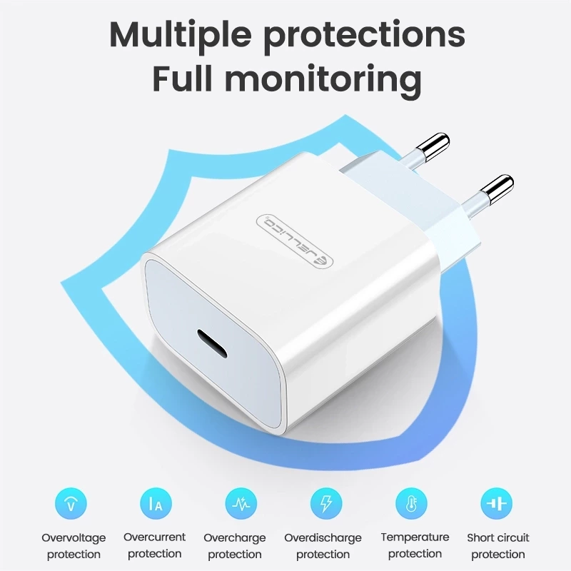 Jellico 20W USB-C Charger with USB-C Cable White (AK-180C) ANDROID Jellico Jellico 20W USB-C Charger with USB-C Cable White (AK-180C) - Image 5