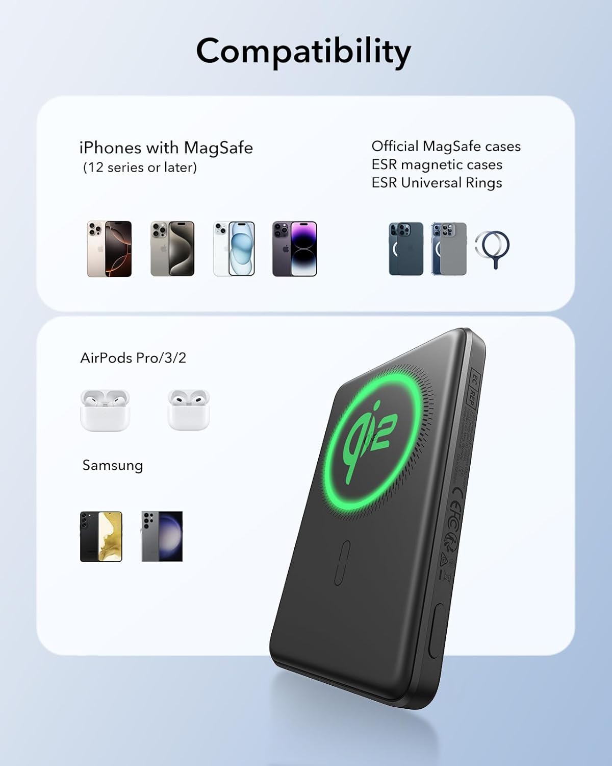 ESR Qi2 MagSlim MagSafe PowerBank 10000mAh Black POWERBANK MAGSAFE ESR ESR Qi2 MagSlim MagSafe PowerBank 10000mAh Black - Image 7
