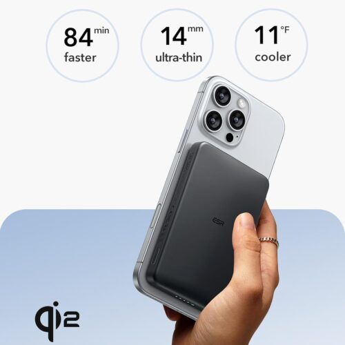 Alternative view of ESR Qi2 MagSlim MagSafe PowerBank 10000mAh Black