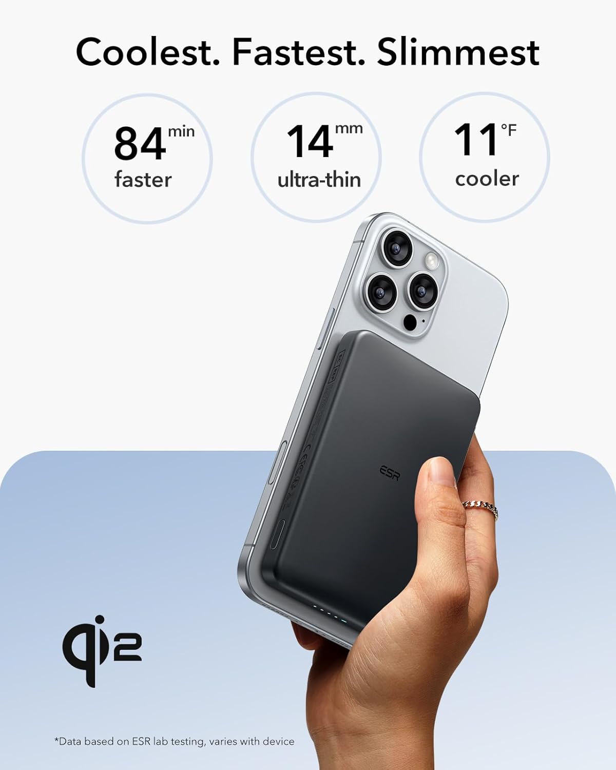 ESR Qi2 MagSlim MagSafe PowerBank 10000mAh Black POWERBANK MAGSAFE ESR ESR Qi2 MagSlim MagSafe PowerBank 10000mAh Black - Image 2