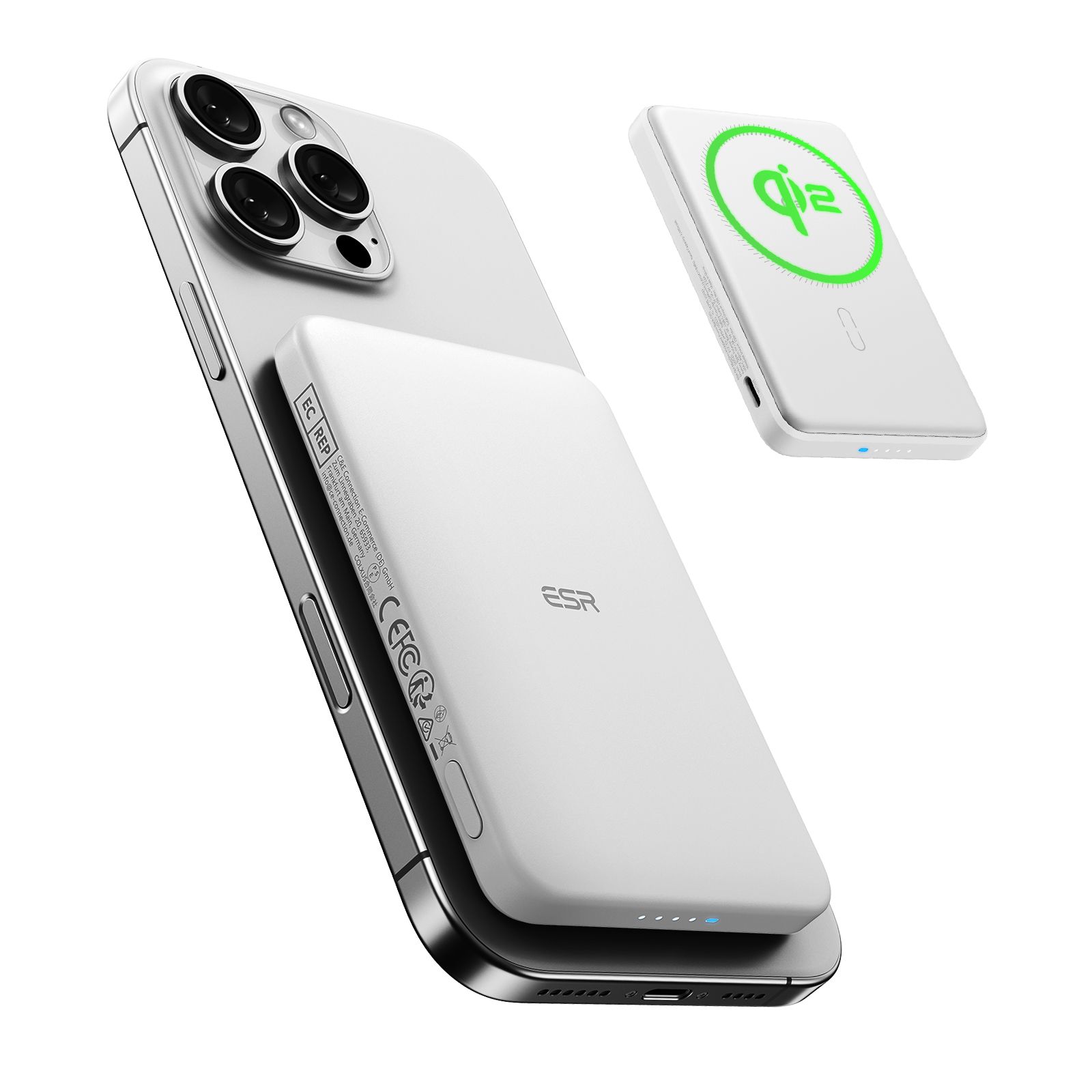 ESR Qi2 MagSlim MagSafe PowerBank 5000mAh White POWERBANK MAGSAFE ESR ESR Qi2 MagSlim MagSafe PowerBank 5000mAh White