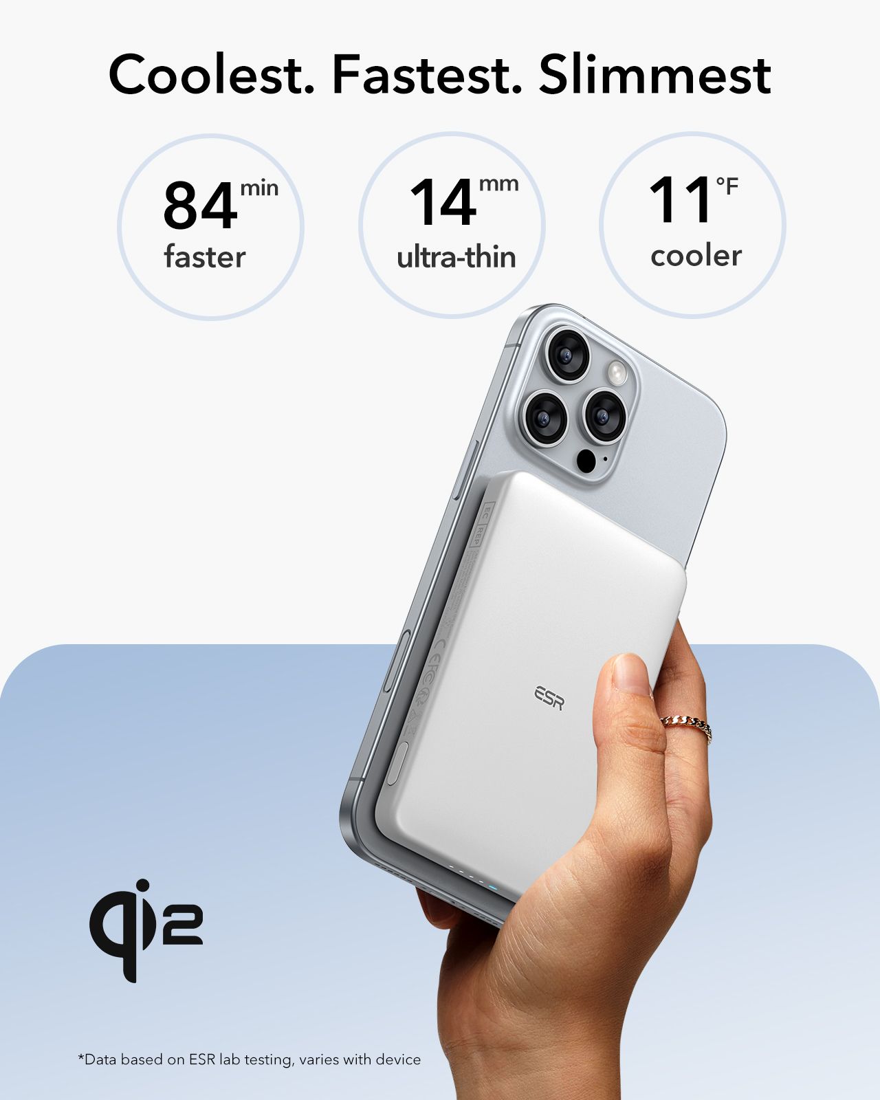 ESR Qi2 MagSlim MagSafe PowerBank 5000mAh White POWERBANK MAGSAFE ESR ESR Qi2 MagSlim MagSafe PowerBank 5000mAh White - Image 3