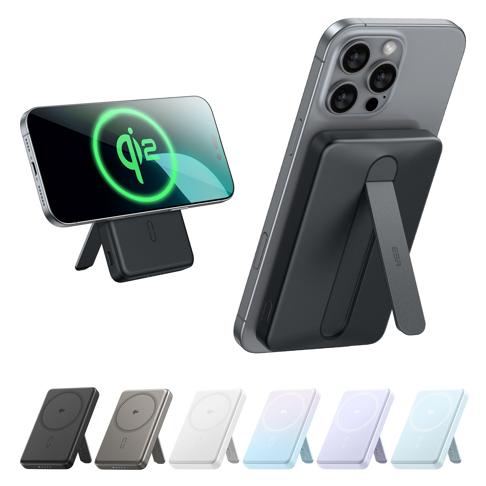 ESR Qi2 MagSlim MagSafe Kickstand PowerBank 5000mAh Black POWERBANK MAGSAFE ESR ESR Qi2 MagSlim MagSafe Kickstand PowerBank 5000mAh Black - Image 3