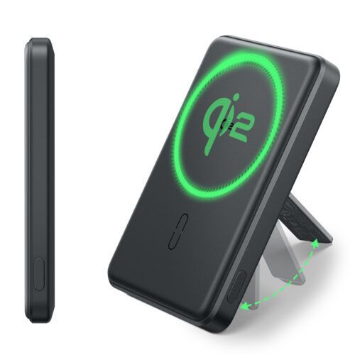Alternative view of ESR Qi2 MagSlim MagSafe Kickstand PowerBank 5000mAh Black