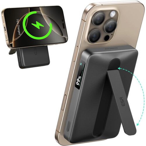 ESR Qi2 MagSlim MagSafe Kickstand PowerBank 10000mAh Black POWERBANK MAGSAFE ESR ESR Qi2 MagSlim MagSafe Kickstand PowerBank 10000mAh Black